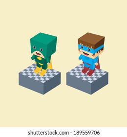 block cartoon isometric character