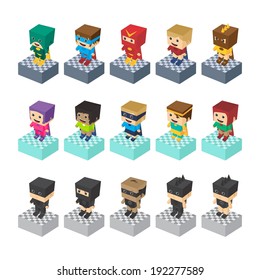 block cartoon isometric character