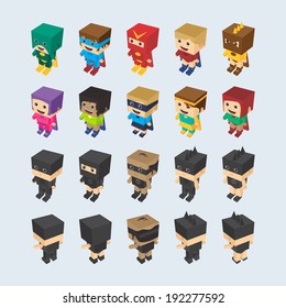 block cartoon isometric character