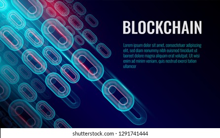 Block chain background, chain consists of network data connections concept. Vector