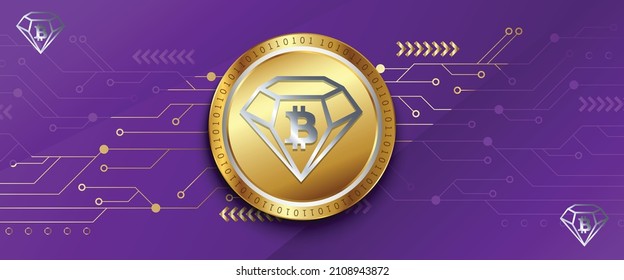 block chain based decentralized cryptocurrency logo Bitcoin Diamond (BCD) in technology background. Network crypto marketing vector.
