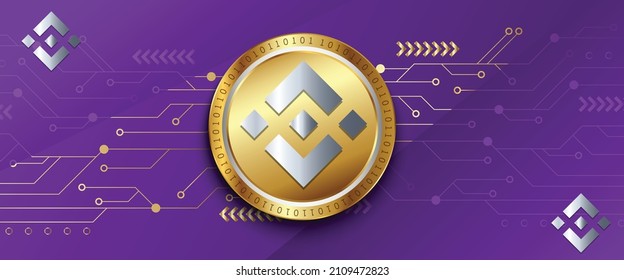 block chain based decentralized cryptocurrency logo Binance Coin (BNC) in technology background. Network crypto marketing vector. svg