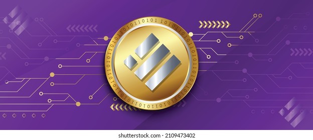 block chain based decentralized cryptocurrency logo Binance USD (BUSD) in technology background. Network crypto marketing vector. svg