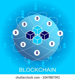 Block chain concept. Abstract network connection. Design background and info graphic. Vector graphic illustration.
