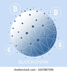 Block chain concept. Abstract network connection. Design background and info graphic. Vector graphic illustration.
