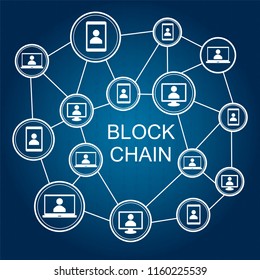 Block chain concept. Abstract network connection. Design background and info graphic. Vector graphic illustration.