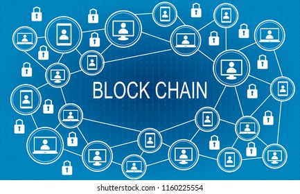 Block chain concept. Abstract network connection. Design background and info graphic. Vector graphic illustration.