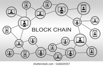Block chain concept. Abstract network connection. Design background and info graphic. Vector graphic illustration.