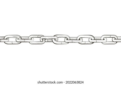 Block chain. Chain consists of network connections, leadership in business, teamwork, partnership, friendship, teamwork, prison, dependence, concept. Vector seamless vintage line pattern illustration.