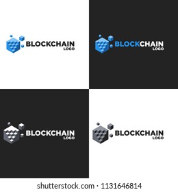 Block chain crypto currency digital money abstract logotype with different colors of logo and background