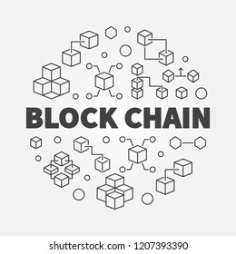 Block Chain cryptocurrency vector round concept illustration in outline style