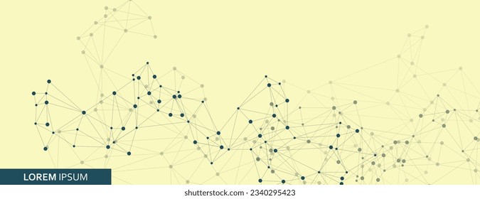 Blockkettendesign. Globales Netzwerk-Technologiekonzept Netzknoten, plexus Hintergrund. Künftige Perspektive Schließen Sie Kreis- und Zeilenelemente an. Globale Datenvektorgrafik