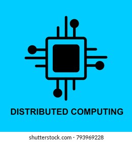 Block chain flat icon. Distributes computing symbol. Vector Illustration. Block Chain Technology Concept.