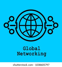 Block chain flat icon. Global networking symbol. Vector Illustration. Block Chain Technology Concept.