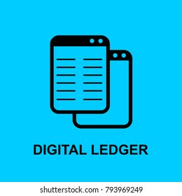 Block chain flat icon.Digital ledger symbol.  Vector Illustration. Block Chain Technology Concept.