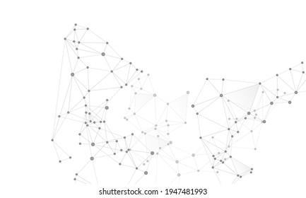 Block chain global network technology concept. Network nodes greyscale plexus background. Global data exchange blockchain vector. Nodes and lines polygonal connections. Nanotechnology backdrop.