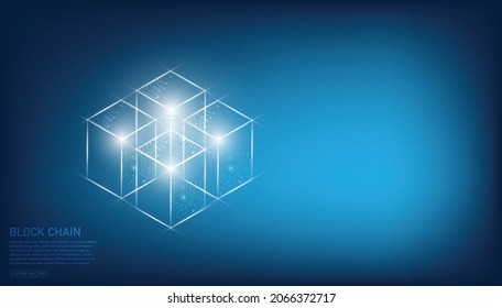 Block chain global network technology concept and Isometric digital blocks connection and  and shapes crypto chain,global computer network Internet technology,Abstract technology background.
