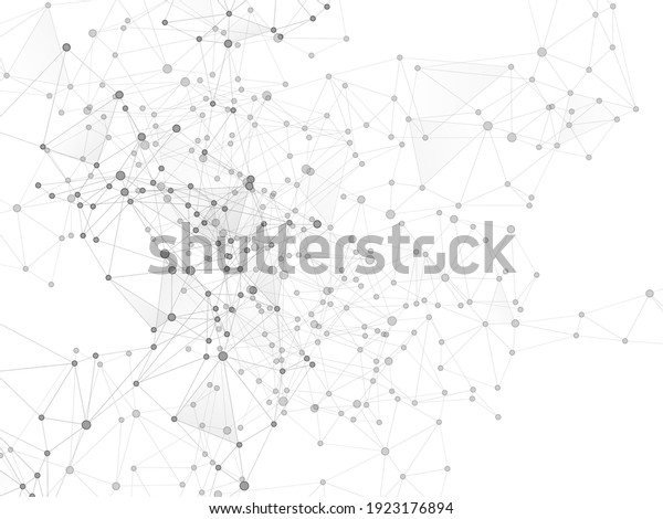 Block chain global network technology concept.\
Network nodes greyscale plexus background. Genetic engineering\
abstract. Circle nodes and line elements. Global data exchange\
blockchain vector.