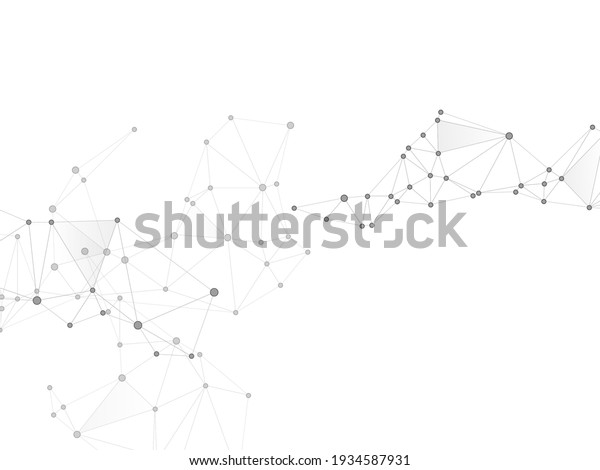 Block chain global network technology concept.
Network nodes greyscale plexus background. Future perspective
backdrop. Circle nodes and line elements. Global data exchange
blockchain vector.