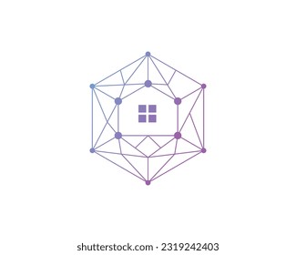 Block chain with house logo vector