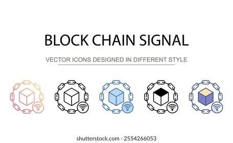 Block Chain icon design with white background stock illustration