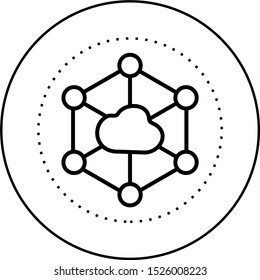 Block chain line art icon.  Black  aesthetic contour.