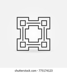 Block chain line square icon - vector blockchain concept design element in thin line