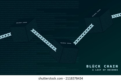 Block chain -  a list of records. decentralized idea. smart contract. online transaction. Sell and buy NFT. online global business market trend. Cryptocurrency technology. 