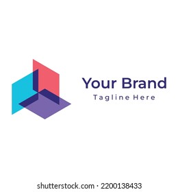 Block chain logo design.Geometric block chain with hexagons, modern technology box. Block chain for business, technology and data sign.