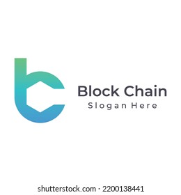 Block chain logo design.Geometric block chain with hexagons, modern technology box. Block chain for business, technology and data sign.