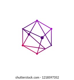 Block chain logo, Minimal Wire frame Box, Crypt currency Icon