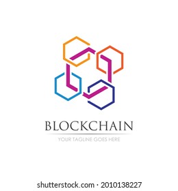 
Icono de la tecnología de logotipo de la cadena de bloques. Símbolo moderno vector digital. Inspiración en el diseño del logotipo de la empresa.