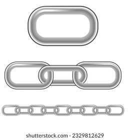 Block chain. Metallic Chain. metal chains colored silver. Vector illustration. EPS 10.