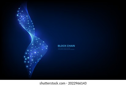 Block chain network circle ring movement line in blue  light concept, vector illustration