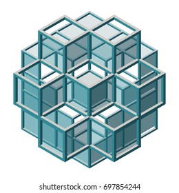  Block Chain Shape on White Background. Vector Illustration Abstract Wallpaper. Block Chain Technology Decorative Concept for Web, Cards, Posters, Banners