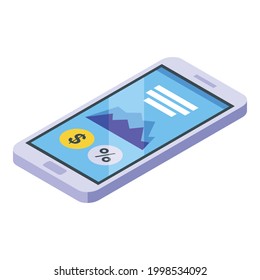 Icono de smartphone de la cadena de bloques. Isometric del icono vector de smartphone de la cadena de bloques para diseño web aislado en fondo blanco