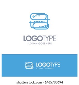 Block chain Technology, Address, Network, Payment Blue outLine Logo with place for tagline. Vector Icon Template background