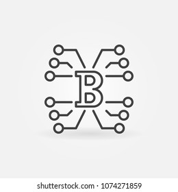 Block chain technology concept vector symbol or icon in thin line style