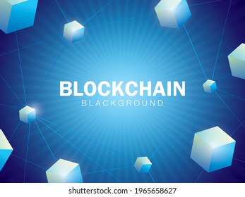 Block chain technology graphic illustration background vector in blue color theme.