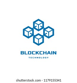 Block chain technology logo design. Digital crypto currency mining icon. Bitcoin service. 