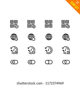 Block Chain Technology Related Icon set. Contains such Icons as Blockchain, Globe, History, Switcher. Vector Flat Icon Set in Line Style for Mobile application or Web site