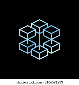 Block Chain vector concept colored outline icon. Cryptocurrency Blockchain Technology abstract modern sign on dark background