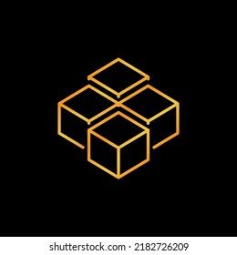 Block Chain vector concept golden icon. Cryptocurrency abstract linear colored symbol on dark background
