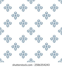 Block Chain vector concept seamless pattern or Cryptocurrency abstract background in outline style