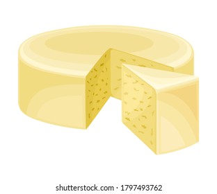 Bloque de queso con losa de corte como imagen vectorial de productos lácteos