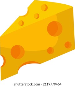 Käseblock mit Löchern, Illustration, Vektorgrafik auf weißem Hintergrund.