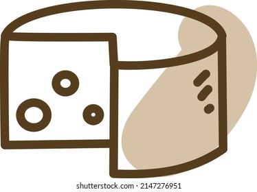 Block of cheese, illustration, vector on a white background.
