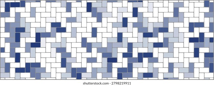 Block Cobblestone Tile, Block Stone Cobble, Block Brick Cobble. Modern Urban Street Texture with Decorative Geometric Pattern Illustration.