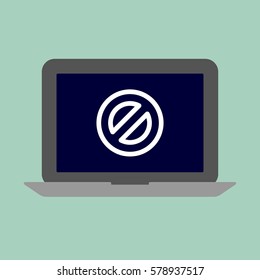 Block concept. Laptop screen