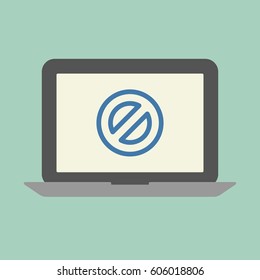 Block concept. Laptop screen